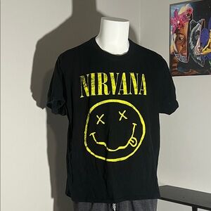 NIRVANA Black and Yellow Graphic Tee
